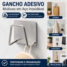 Gancho Aço Inox Com Adesivo Para Esponja Cozinha  Parede e Banheiro Multifuncional Sem Furar Parede
