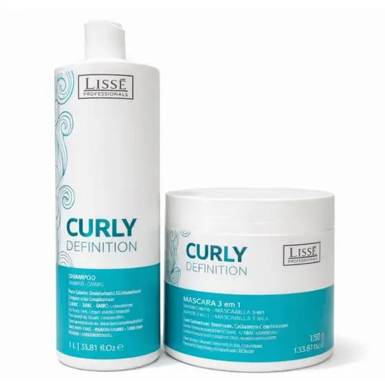 Kit Lissé Curly Definition Shampoo + Máscara 3 em 1 Definição de Cachos 1L + 1kg