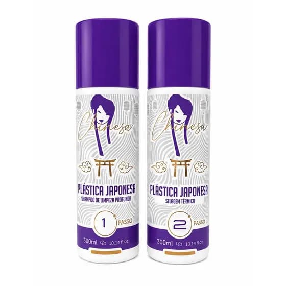Kit Plástica Japonesa Chinesa 2 Passos 300ml – Shampoo + Selagem Térmica para Alinhamento