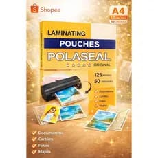 Saco para plastificar POLASEAL A4 30.7cm do comprimento 22cm da largura kit X 50 unidades LASSANE