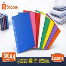 Capas A4 Couro Lassane 100 Folhas Coloridas p/ Encadernação PP Alta Qualidade Escolha Cores ou Sort