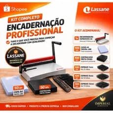 Kit Encadernação Completo Espiramatic A4 Lassane Encadernadora + 100 Capas + 300 Espirais 7 9 12mm