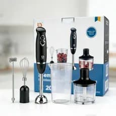 Mixer Inox 5em1 600W Triturador, Batedor, Espumador de Leite e Copos, Fácil de Limpar