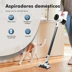 COIBEU Aspirador de Pó Sem Fio 120W Escova Elétrica LED Bateria 2000mAh 2 Velocidades