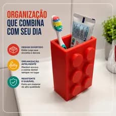 Porta Escova De Dente Lego Organizador Banheiro Porta Creme Dental Infantil Decorativo 3D Colorido Lavabo Kids