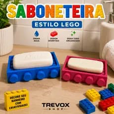 Saboneteira Estilo Blocos Geek Porta Sabonete Drenável Organizador Banheiro Lavabo Decoração Divertida Lego Brinquedo