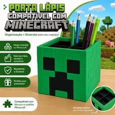 Porta Lápis Minecraft Organizador de Mesa Infantil Porta Canetas Gamer Creeper Decorativo Escritório Escolar Criança Pre