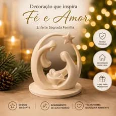 Sagrada Família Decorativa Resina Enfeite Natal Decoração Cristã Religiosa Para Casa