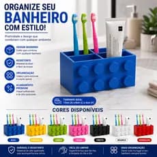 Porta Escovas De Dente Organizador Banheiro Estilo Lego Porta Creme Dental Suporte Escova Multifuncional Decorativo Mode