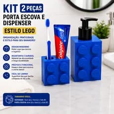 Kit Porta Escova E Dispenser Sabonete Líquido Estilo Lego Organizador Banheiro Porta Creme Dental Kit Banheiro Moderno
