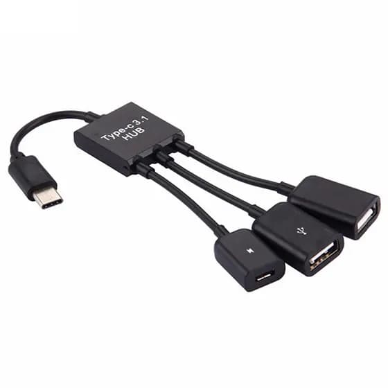 Adaptador 3 em 1 Otg Cabo Usb Femea Tipo C Otg 3 Em 1 para Tablet ou Android rapido envio novo