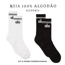 Kit 6 Pares Meia Cano Longo Academia Esportiva 100% Algodão Premium