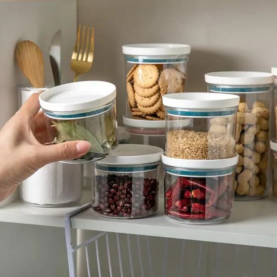 Frasco selado de plástico, suprimentos de cozinha, caixa de armazenamento de grãos inteiros, frasco de armazenamento red