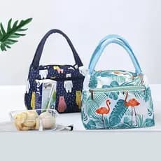 Saco de almoço com zíper impresso saco de isolamento portátil senhoras moda simples à prova dwaterproof água com proteçã