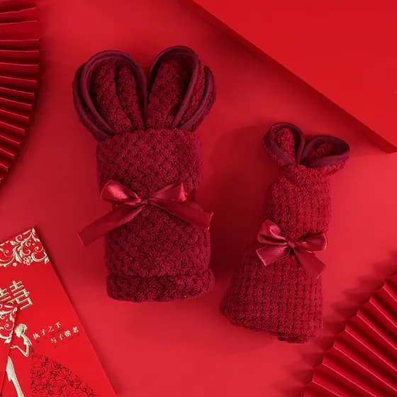 Toalha de lembrança coelho urso Coral velo toalha quadrada caixa de presente de casamento dama de honra presente toalha