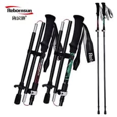 Lubinson Trekking Pole Fibra de Carbono Liga de Alumínio Ultra-Leve Retrátil Dobrável Curto Portátil Homens Mulheres Off