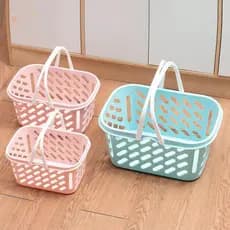 Cesta de frutas portátil de plástico, armazenamento de brinquedos, artigos diversos domésticos, cesta de banho, supermer