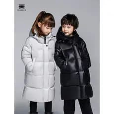 Jaqueta infantil Swan Armor 90% veludo branco longo engrossado 700 inchado à prova de vento quente jaqueta à prova de fr