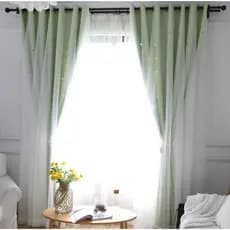 Cortina dupla Blackout oca estrela rosa estilo princesa cortina de quarto com acabamento cortina de renda coreana