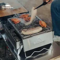 Coman aço inoxidável à prova de vento fogão rack churrasco pote rack piquenique grelhar net ferro fundido pote suporte a