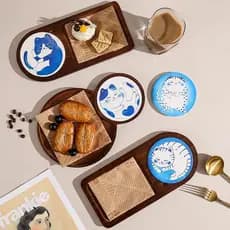 Ins gato coaster bandeja de madeira absorver água isolamento térmico coaster café da manhã sobremesa pão bandeja Manuf
