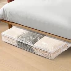 Caixa de armazenamento de cama doméstica transparente tipo gaveta plana colcha de roupas arrumado sob a cama caixa de ar