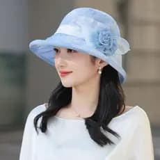 Moda feminina chapéu primavera verão meia-idade idosos balde chapéu mãe respirável bacia chapéu elegante chapéu Casual A