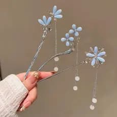 Novo estilo chinês imitação de vidro piscando diamante borla hairpin feminino flor antigo High-End nicho hairpin Hanfu c