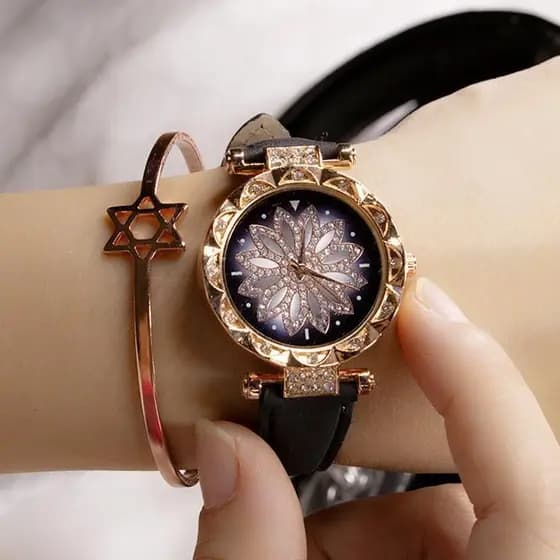 Relógio feminino relógio feminino cravejado de diamantes relógio Casual pulseira de couro fosco relógio de quartzo femin