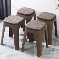 Banqueta de plástico grossa para casa, sala de estar, mesa de jantar simples, empilhável, antiderrapante, ao ar livre, n