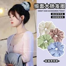 Cor sólida cetim travesseiro laço de cabelo temperamento menina enrolado cabelo Scrunchy laço de cabelo alto valor rabo