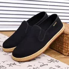 Novo estilo velho pequim sapatos de pano masculino primavera verão plana deslizamento-On sapatos casuais idosos respiráv