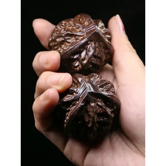 Natural de madeira sólida nogueira agarwood agarwood Fitness handebol massagem cuidados de saúde bola mão girando bola m