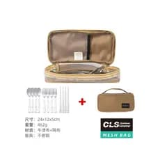 Conjunto de utensílios de mesa de aço inoxidável ao ar livre para 4 pessoas portátil acampamento piquenique churrasco fa
