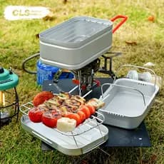 Acampamento ao ar livre multifuncional portátil único alumínio lancheira acampamento estilo japonês cozinhar viagem Bent