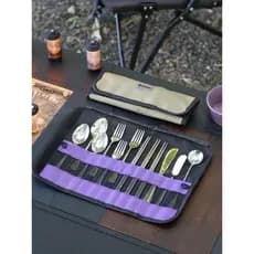 Acampamento ao ar livre churrasco utensílios de mesa saco de armazenamento talheres pendurado saco de rolo de talheres d