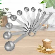 Colher medidora de aço inoxidável, conjunto de 10 peças com escala, colher medidora, ferramentas de cozimento, colher me