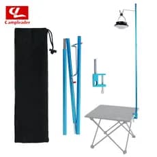 Suporte de luz ao ar livre liga alumínio pólo luz dobrável iluminação pendurado suporte Desktop leve acampamento pesca