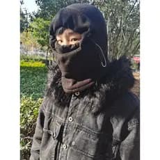 Inverno ao ar livre equitação à prova de vento voando tigre chapéu velo capuz chapéu máscara facial chapéu de esqui másc
