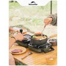 Naturehike Naturehike Fogão a gás dobrável de fogo duplo Equipamento de piquenique portátil ao ar livre Panelas de acamp