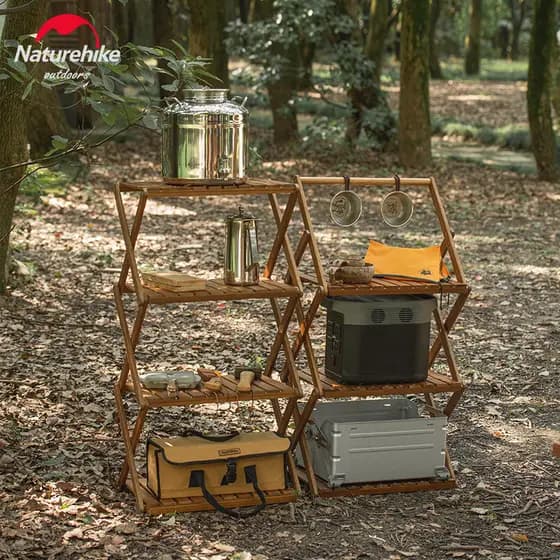Naturehike Norueguês Prateleira Multicamadas Ao Ar Livre Camping Dobrável Portátil Multifuncional Mesa de Armazenamento