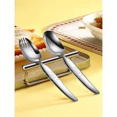 Colher de aço inoxidável 316 para crianças, garfo, comida complementar, colher para comer bebê, colher de sopa, colher d