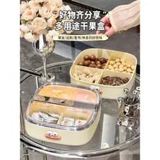 Prato de doces de camada dupla de luxo leve Compartimento de ano novo chinês Prato de frutas secas Caixa de lanche com t