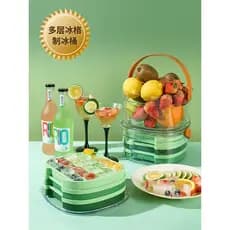 Bandeja de gelo multicamadas, molde de cubo de gelo doméstico com tampa, moedor de bola de gelo, bandeja de gelo, ferram
