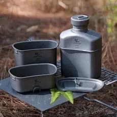 Acampamento ao ar livre dobrável titânio lancheira chaleira tigela de macarrão instantâneo com tampa lancheira doméstica