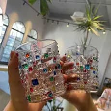 Pintado à mão menina Gem vidro ins estilo de alta aparência casa copo de água xícara de café estilo arte copo de vinho c