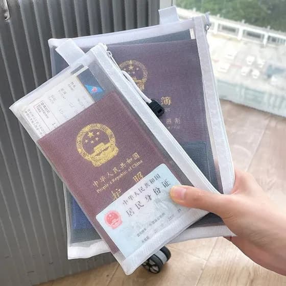Saco de armazenamento de passaporte viagem no exterior transparente portátil ID cartão de embarque titular caso protetor