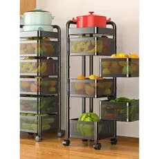 Cozinha rotativa rack de chão Multi-camada lanche caixa sala estar brinquedo frutas vegetais cesta carrinho rack de arma