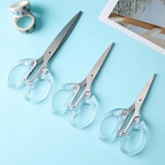 Menina coração estilo simples transparente pequena tesoura arte estudante faca de corte de papel de aço inoxidável papel