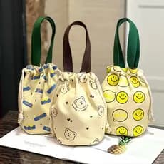 Estilo japonês lona suporte de copo água saco trabalho portátil pequeno saco térmico copo portátil guisado copo pote cas